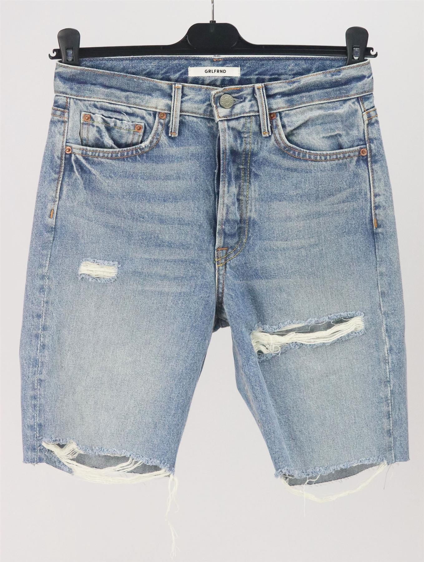 GRLFRND BEVERLY DISTRESSED DENIM SHORTS W25 UK 6/8 - Image 2