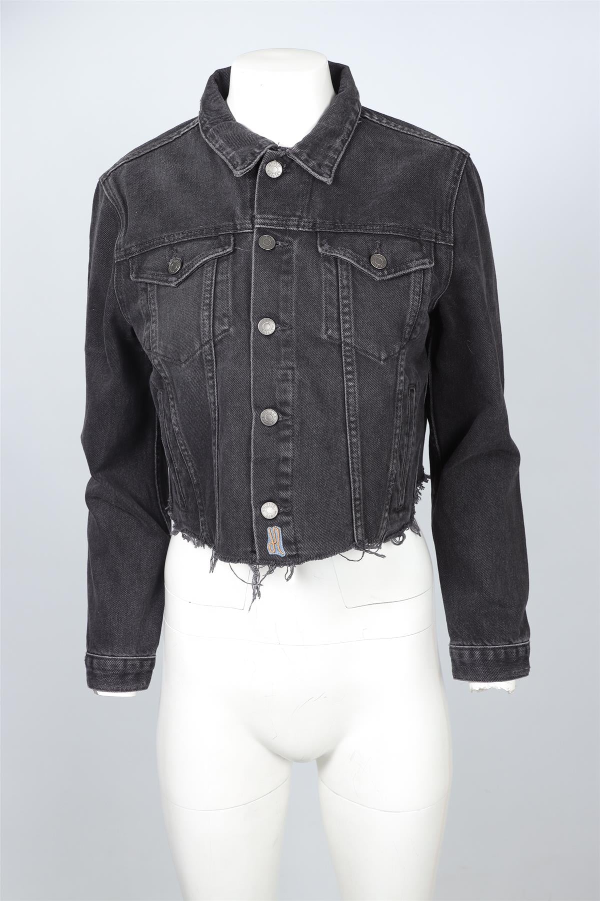 GRLFRND BLACK DENIM JACKET SMALL - Image 2