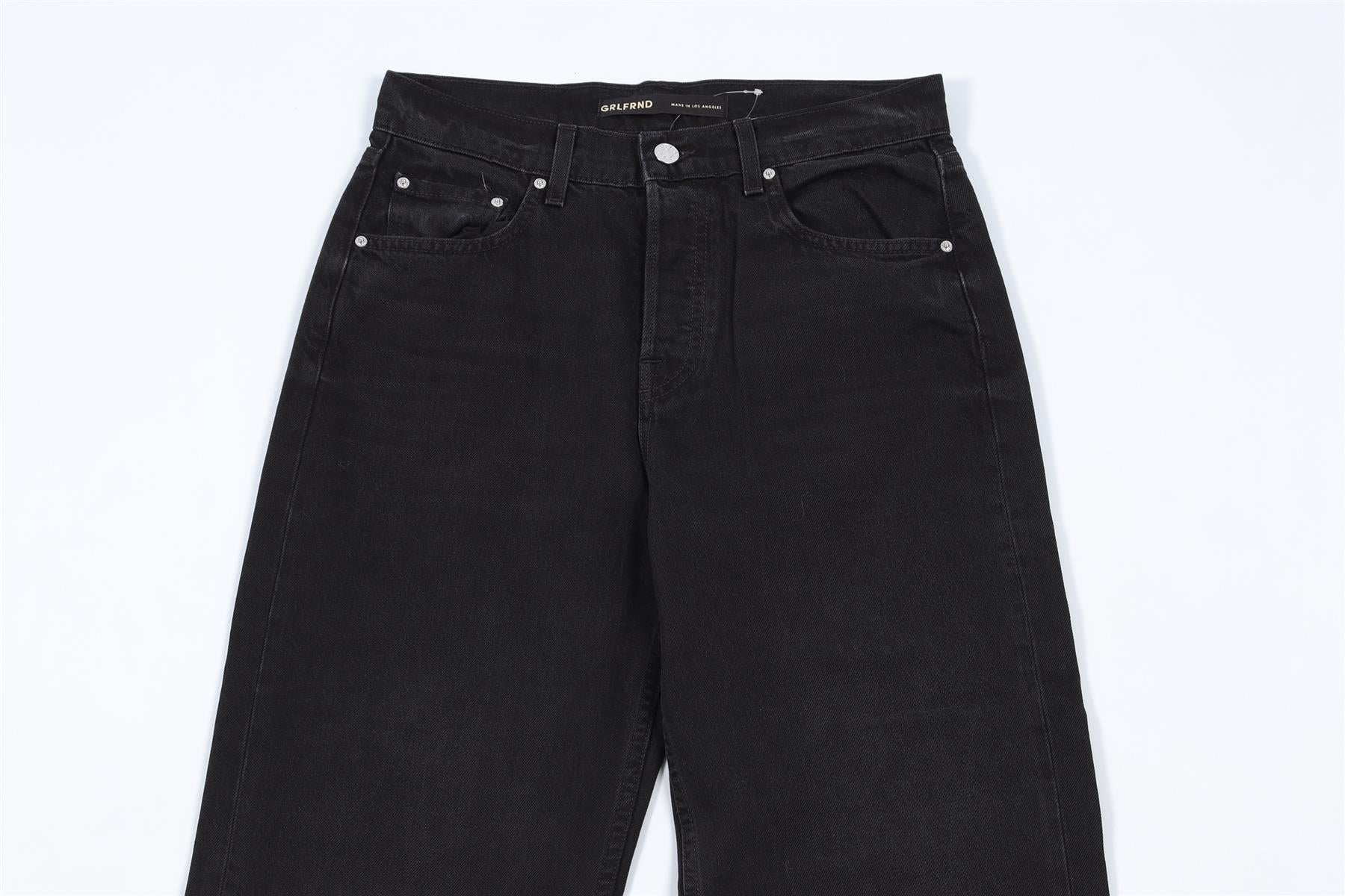 GRLFRND BLACK HIGH RISE WIDE LEG JEANS W24 UK 6 - Image 3