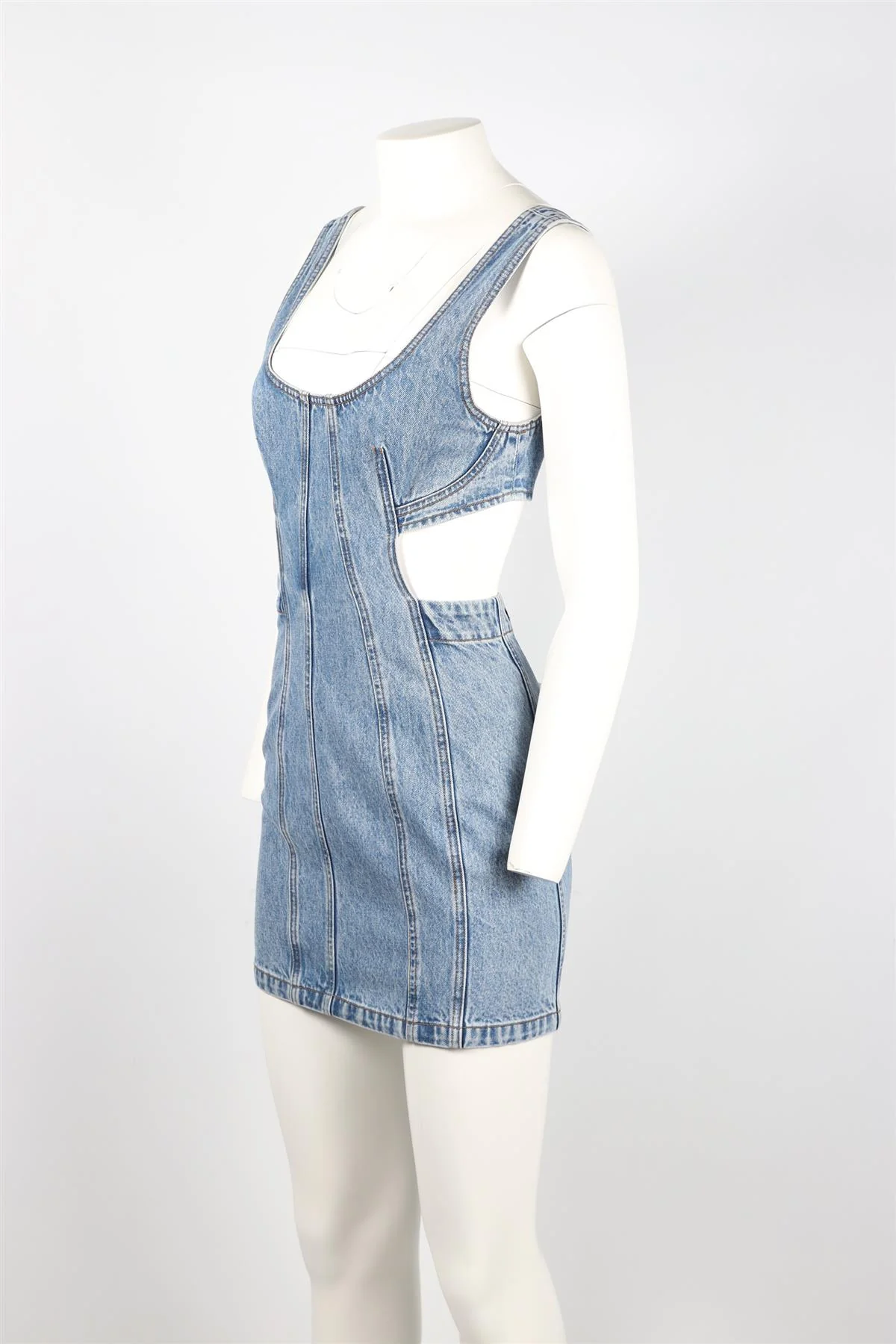 GRLFRND BLUE DENIM MINI DRESS XSMALL - Image 3