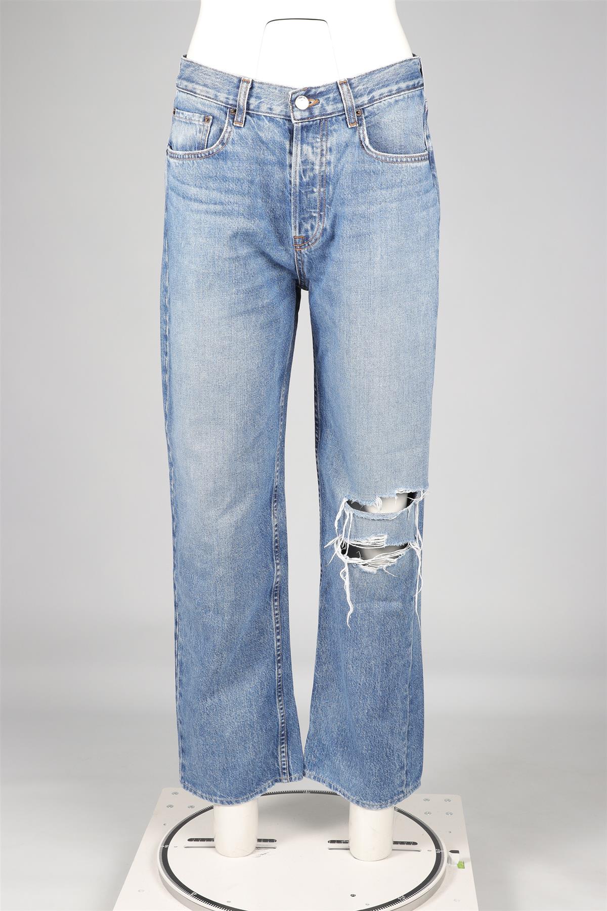 GRLFRND BLUE HIGH RISE STRAIGHT LEG JEANS W26 UK 8 - Image 2