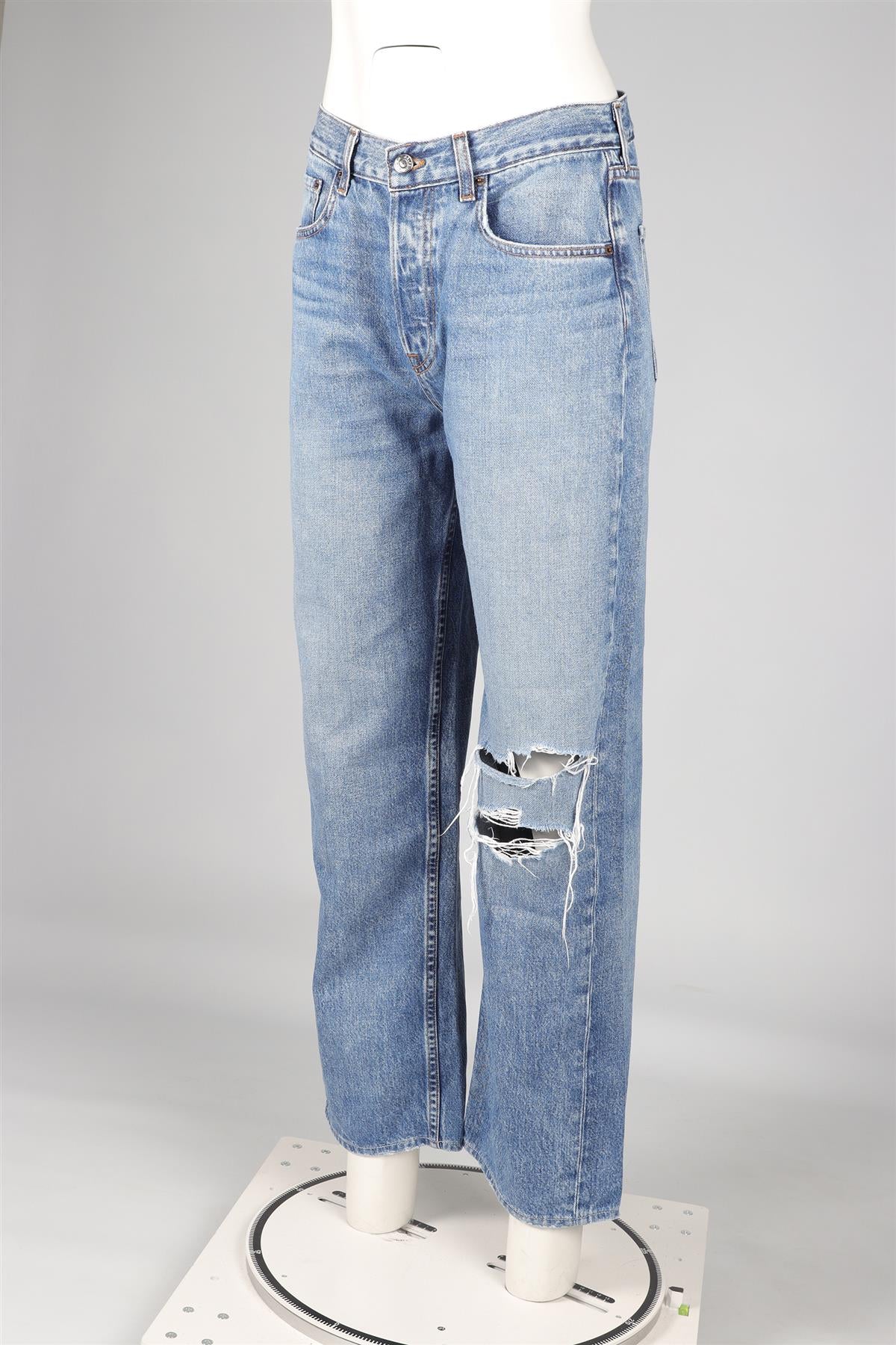 GRLFRND BLUE HIGH RISE STRAIGHT LEG JEANS W26 UK 8 - Image 3