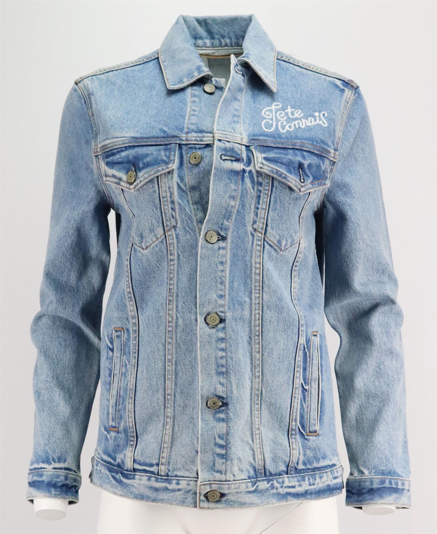 GRLFRND DARIA OVERSIZED EMBROIDERED DENIM JACKET SMALL - Image 2