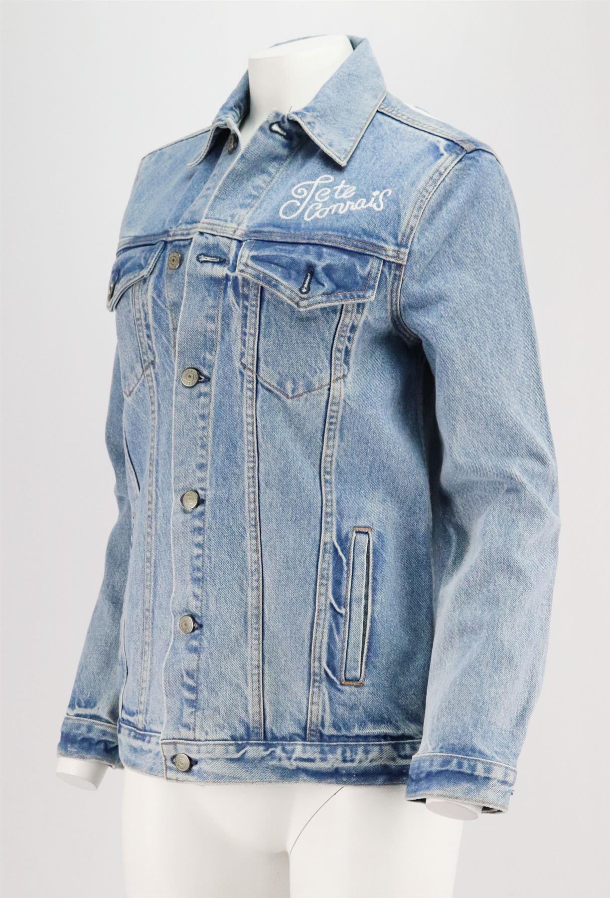 GRLFRND DARIA OVERSIZED EMBROIDERED DENIM JACKET SMALL - Image 3