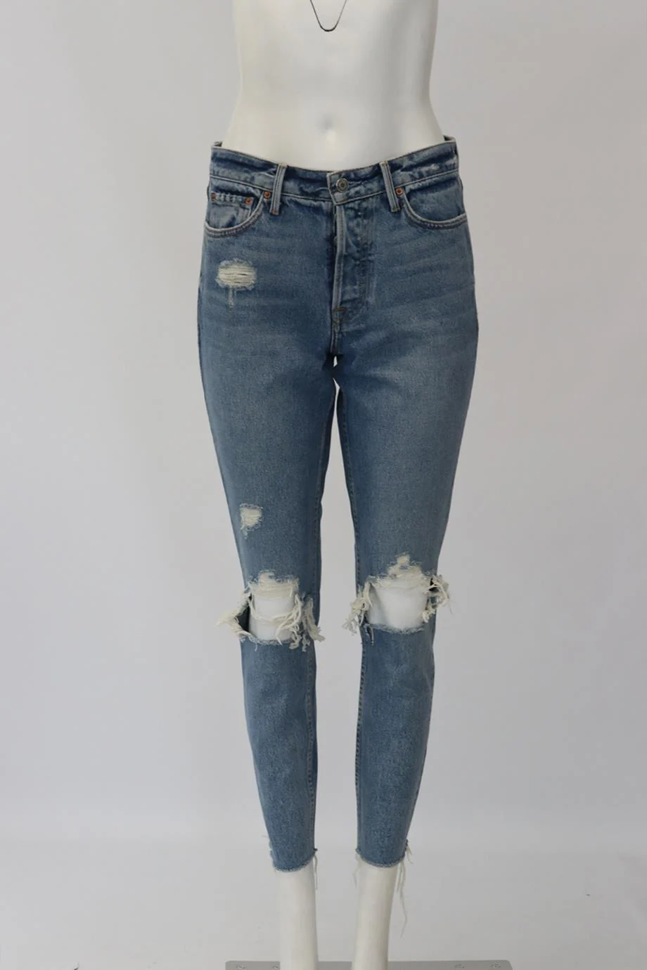 GRLFRND DISTRESSED HIGH RISE STRAIGHT LEG JEANS W27 UK 8/10 - Image 2