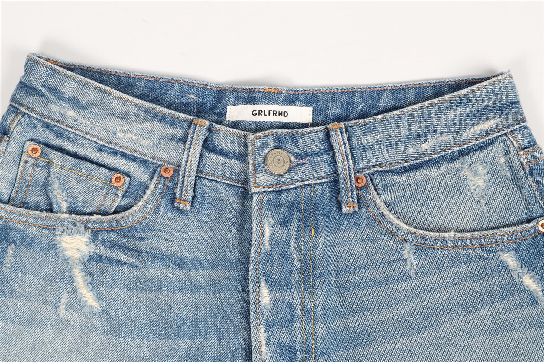 GRLFRND HIGH RISE DENIM SHORTS W24 UK 6 - Image 3