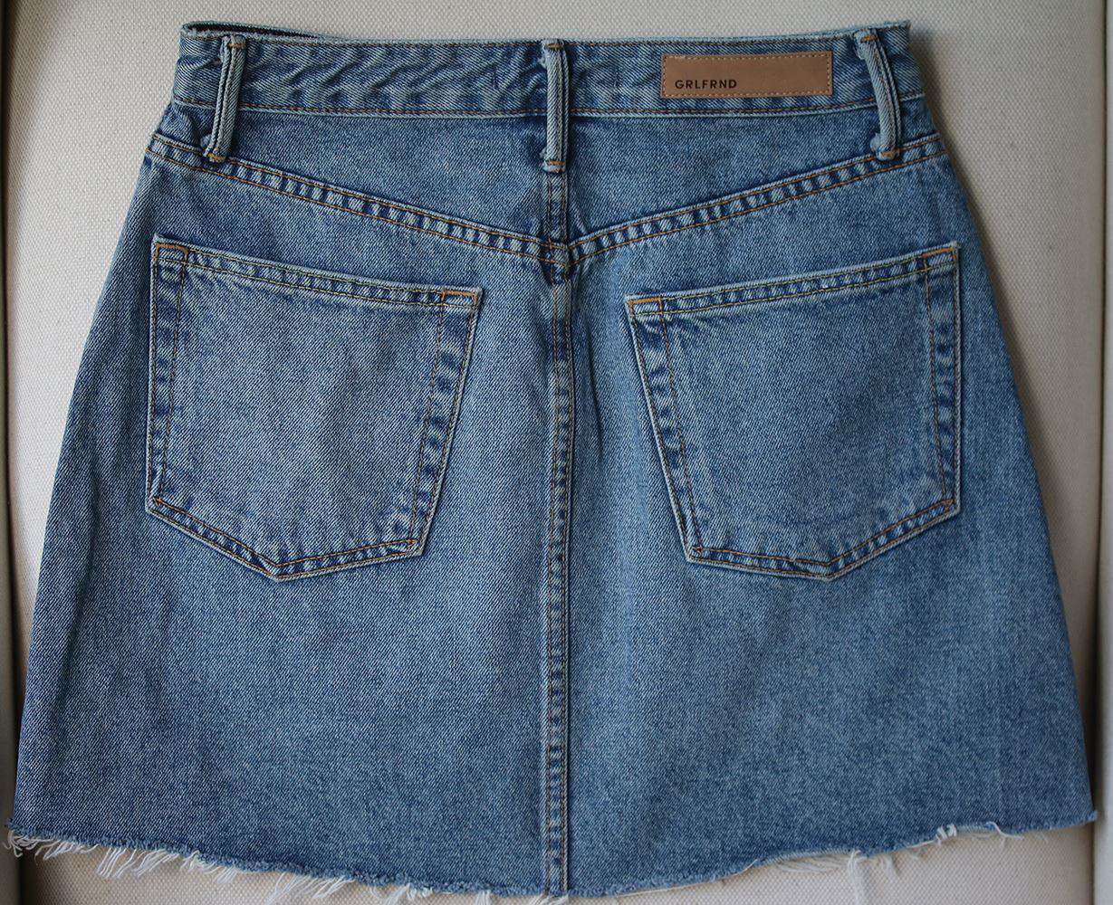 GRLFRND MILLA EMBELLISHED A-FRAME DENIM SKIRT IN SOLSTICE W25 UK 6/8 - Image 4