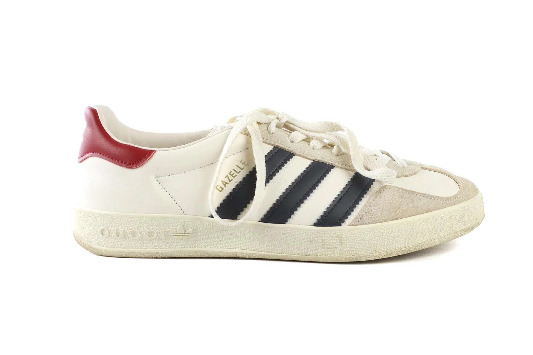 GUCCI + ADIDAS WHITE GAZELLE LEATHER SNEAKERS EU 40 2/3 UK 7 US 8.5 - Image 2