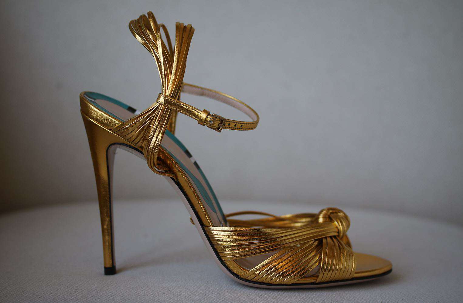 GUCCI ALLIE METALLIC STRAPPY LEATHER SANDALS EU 38 UK 5 US 8 - Image 2