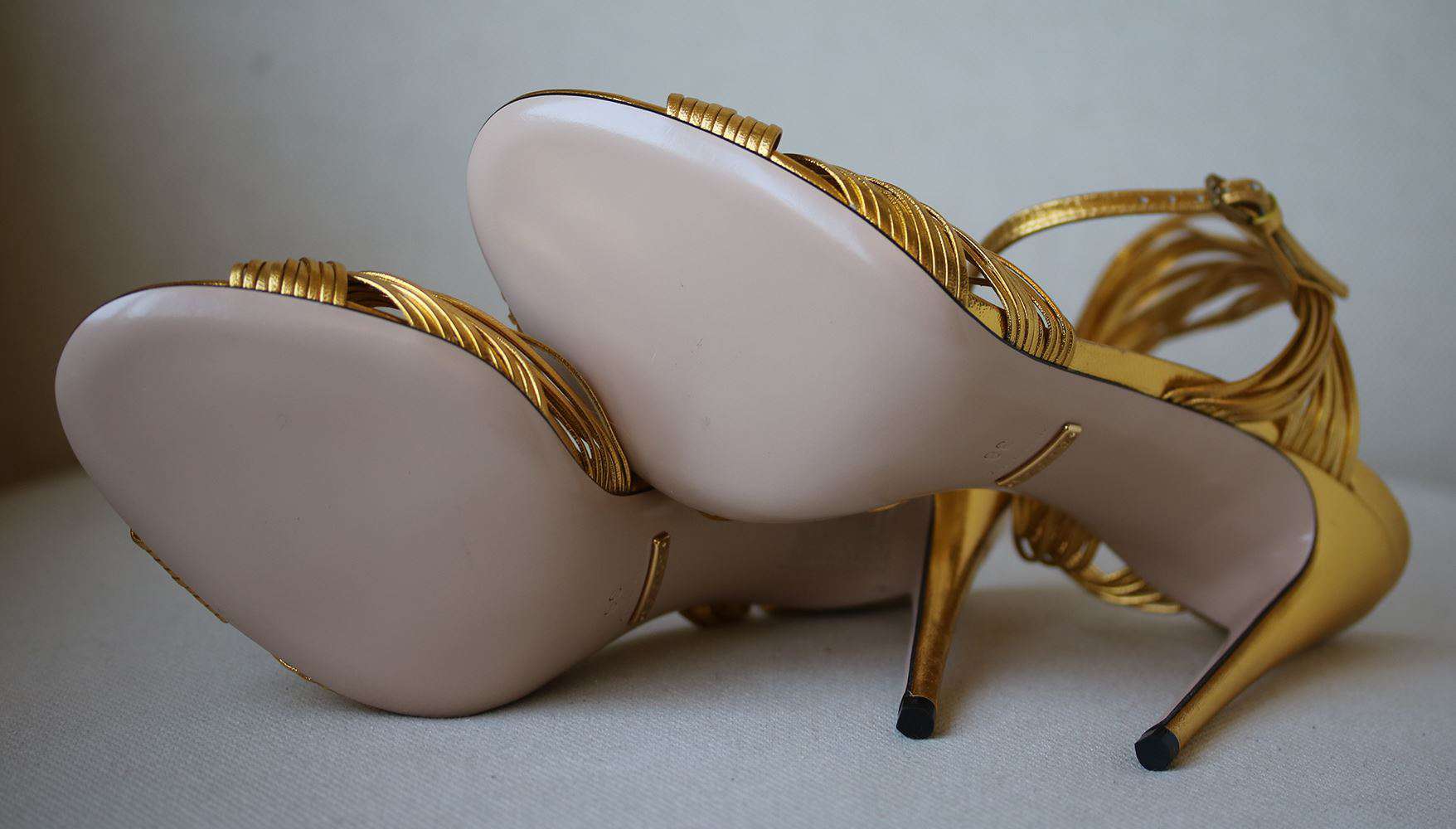 GUCCI ALLIE METALLIC STRAPPY LEATHER SANDALS EU 38 UK 5 US 8 - Image 5