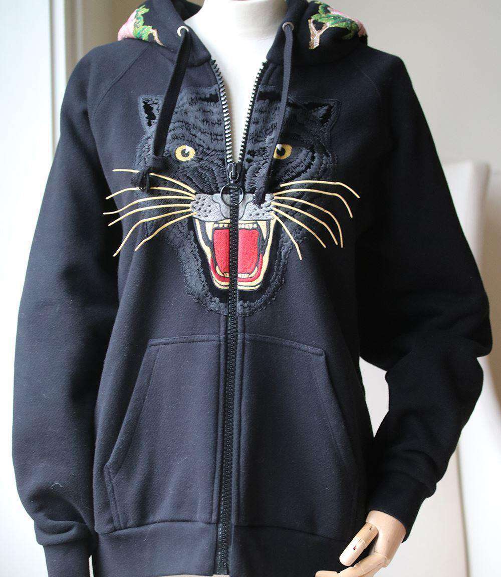 GUCCI APPLIQUÉD PRINTED COTTON JERSEY HOODED SWEATSHIRT SMALL - Image 2