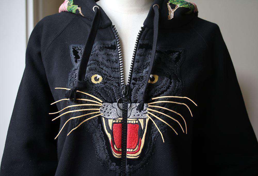 GUCCI APPLIQUÉD PRINTED COTTON JERSEY HOODED SWEATSHIRT SMALL - Image 3