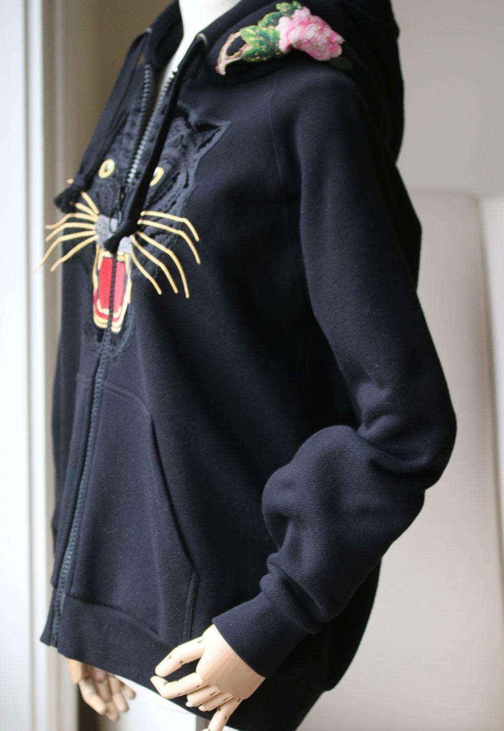 GUCCI APPLIQUÉD PRINTED COTTON JERSEY HOODED SWEATSHIRT SMALL - Image 4
