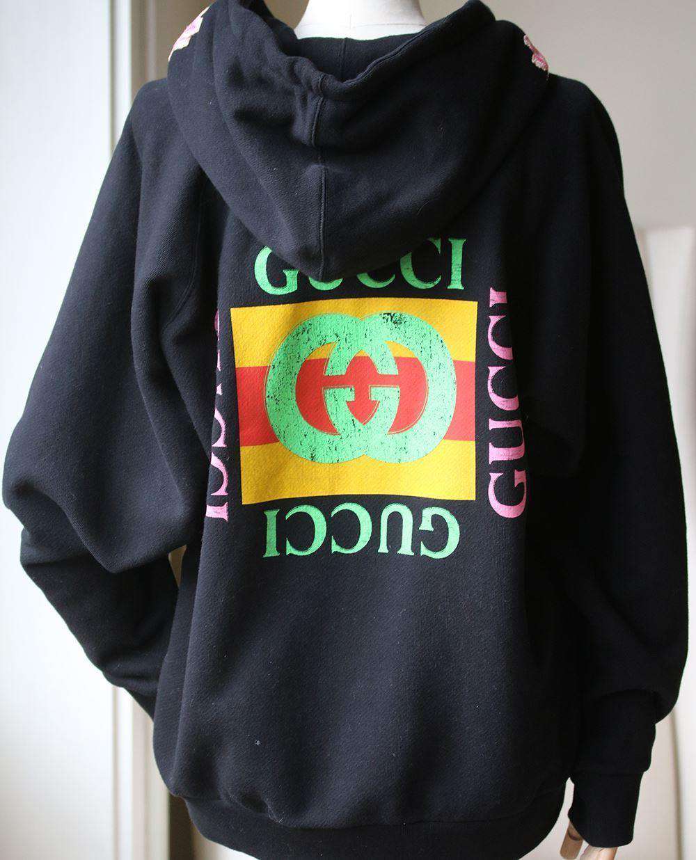 GUCCI APPLIQUÉD PRINTED COTTON JERSEY HOODED SWEATSHIRT SMALL - Image 5