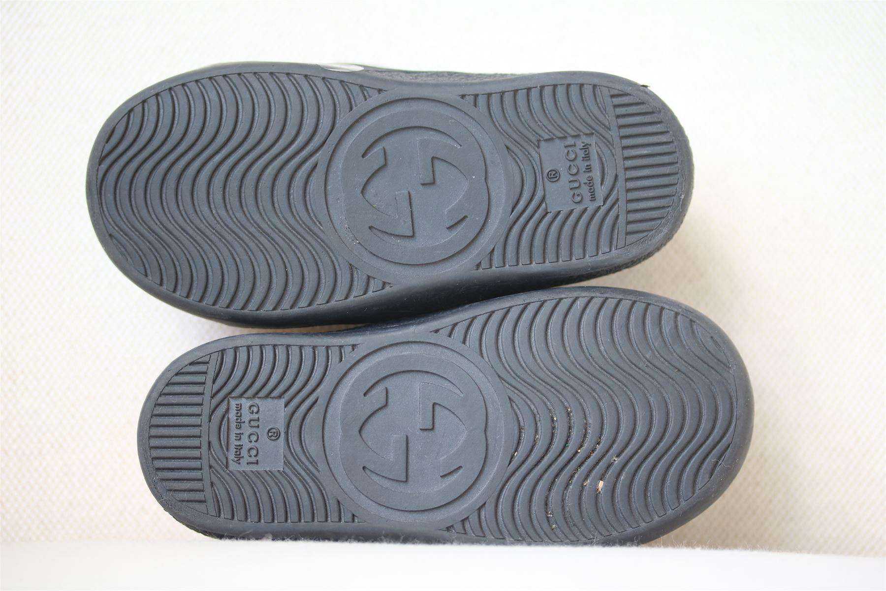 GUCCI BABY BOYS BLACK LEATHER WEB TRAINERS EU 22 UK 5 - Image 4