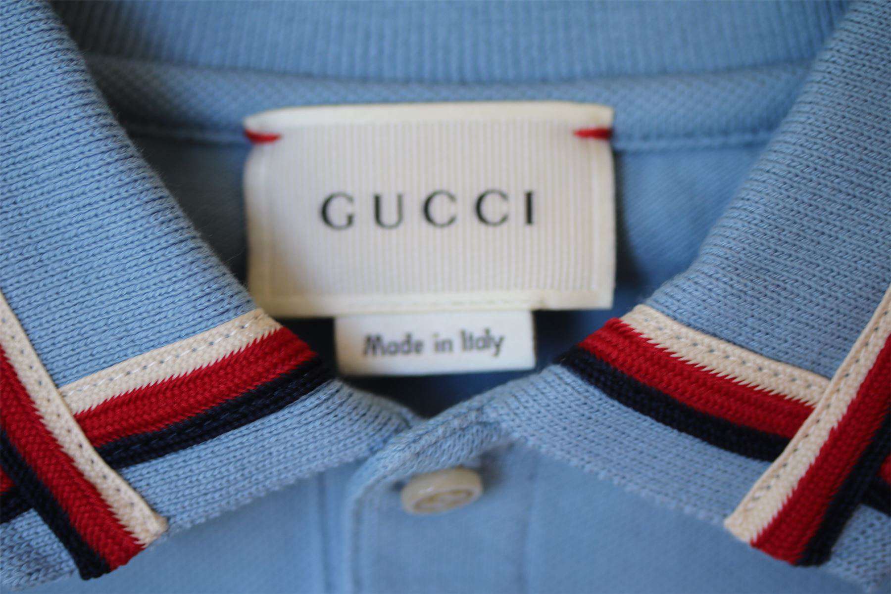 GUCCI BABY BOYS BLUE POLO TOP WITH STRIPE COLLAR 24 MONTHS - Image 3