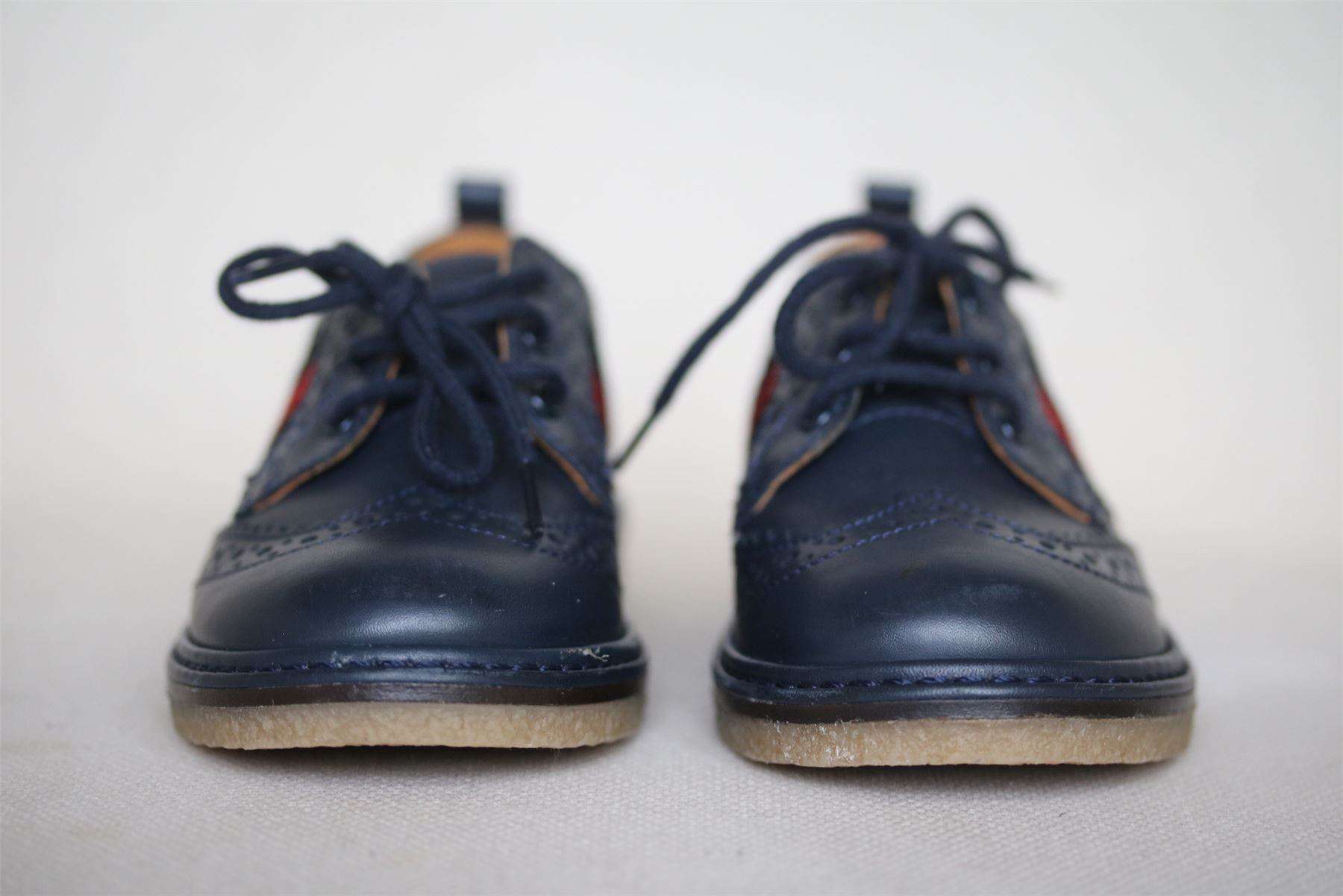 GUCCI BABY BOYS NAVY BLUE BROGUE SHOES EU 22 UK 5 - Image 2