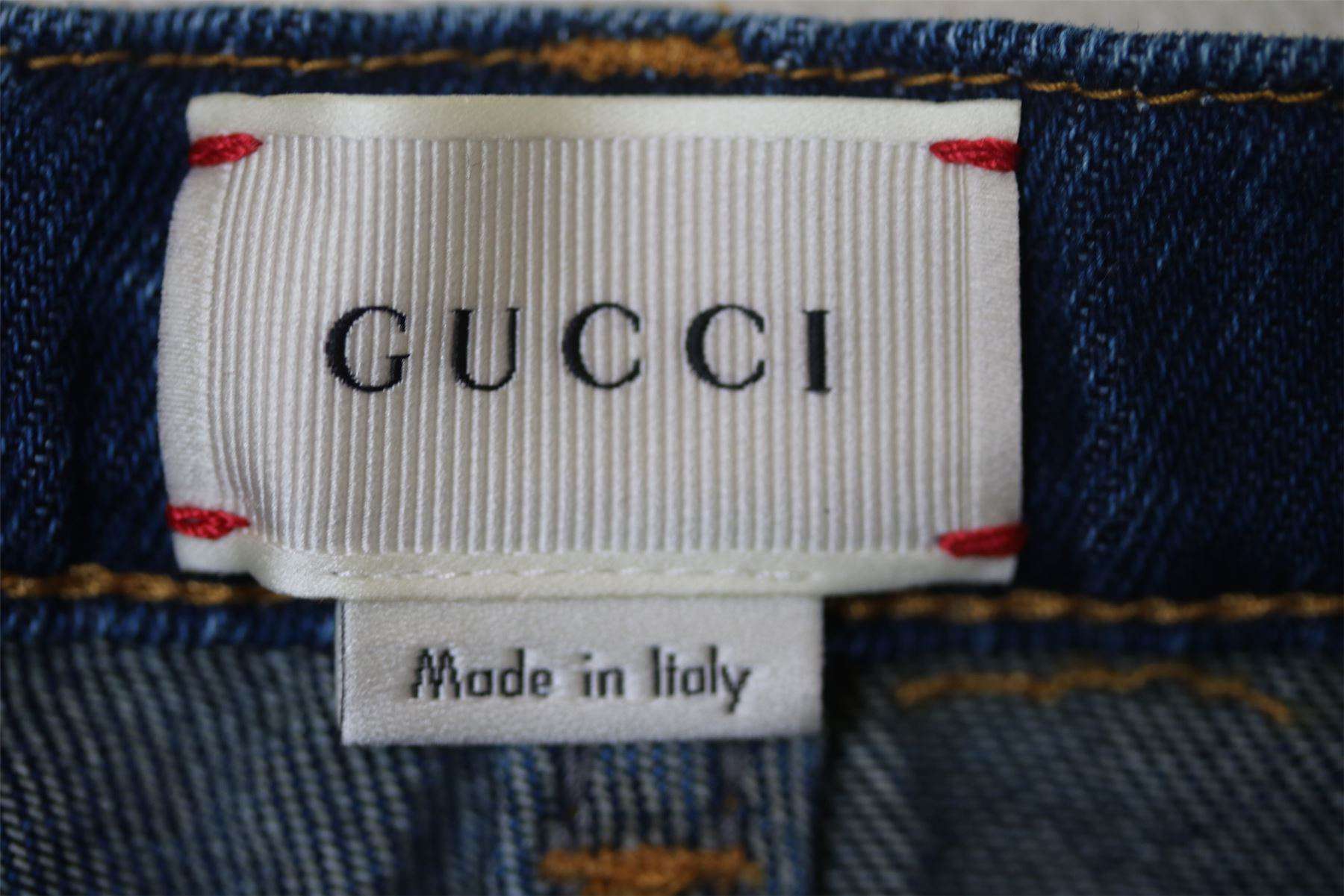 GUCCI BABY BOYS NAVY BLUE EMBROIDERED JEANS 18-24 MONTHS - Image 3