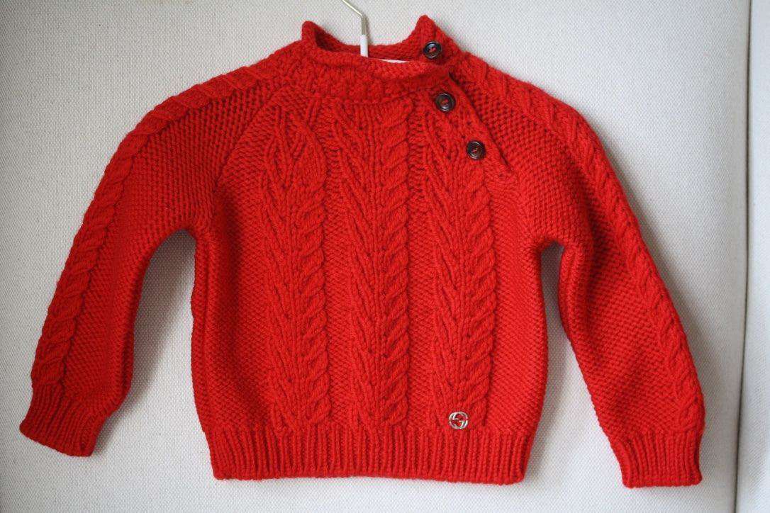 GUCCI BABY RED MERINO CABLE KNIT SWEATER 9-12 MONTHS - Image 4