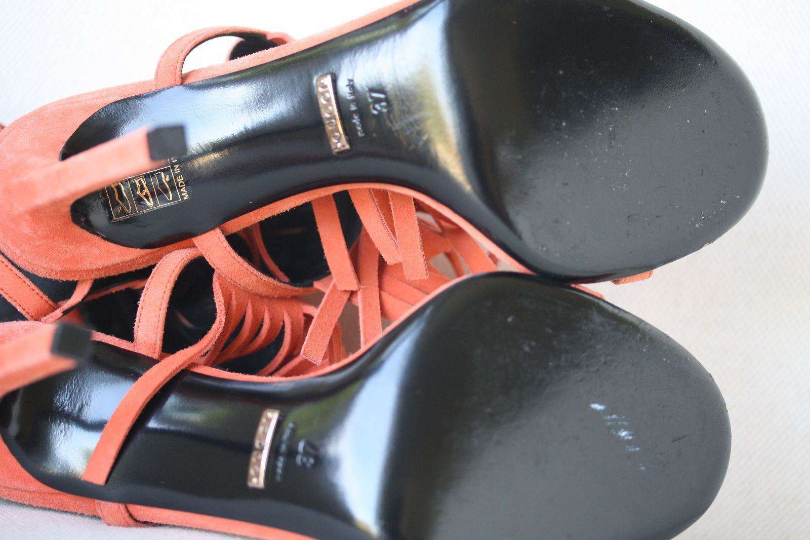 GUCCI BECKY ORANGE FRINGE THONG HEELED SANDAL 37 UK 4 US 7 - Image 6