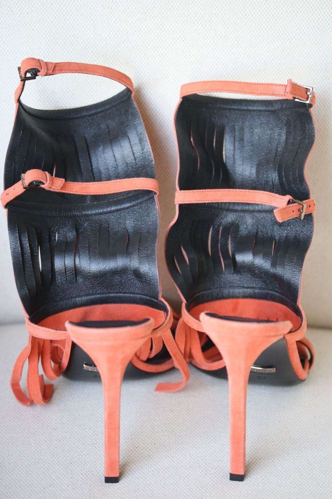 GUCCI BECKY ORANGE FRINGE THONG HEELED SANDAL 37 UK 4 US 7 - Image 8
