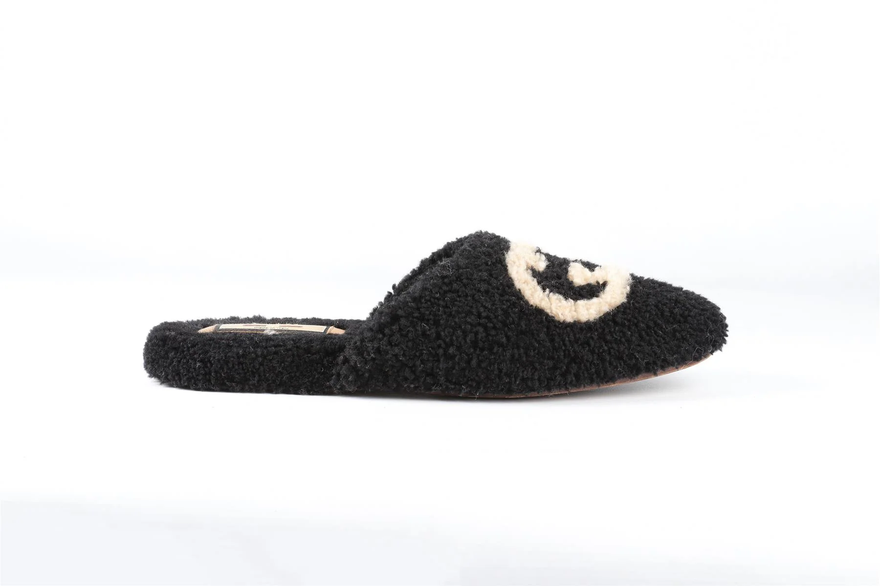 GUCCI BLACK EILEEN GG SHEARLING SLIPPERS EU 40 UK 7 US 10 - Image 2