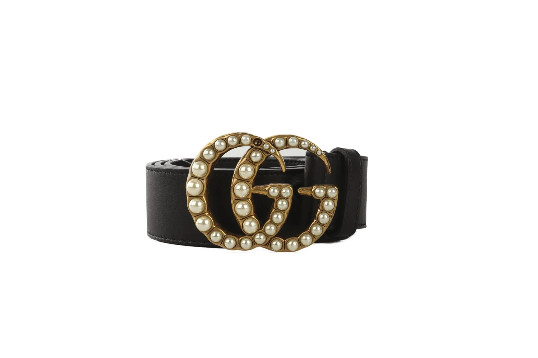 GUCCI BLACK GG LEATHER WAIST BELT 80CM - Image 2