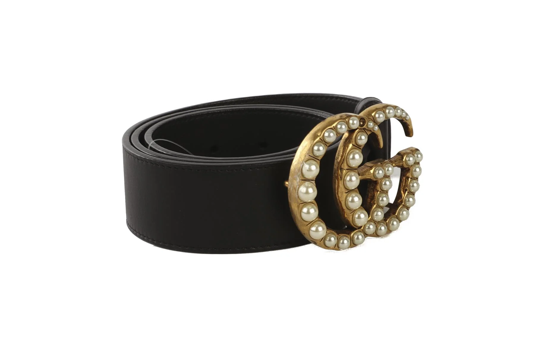 GUCCI BLACK GG LEATHER WAIST BELT 80CM - Image 3