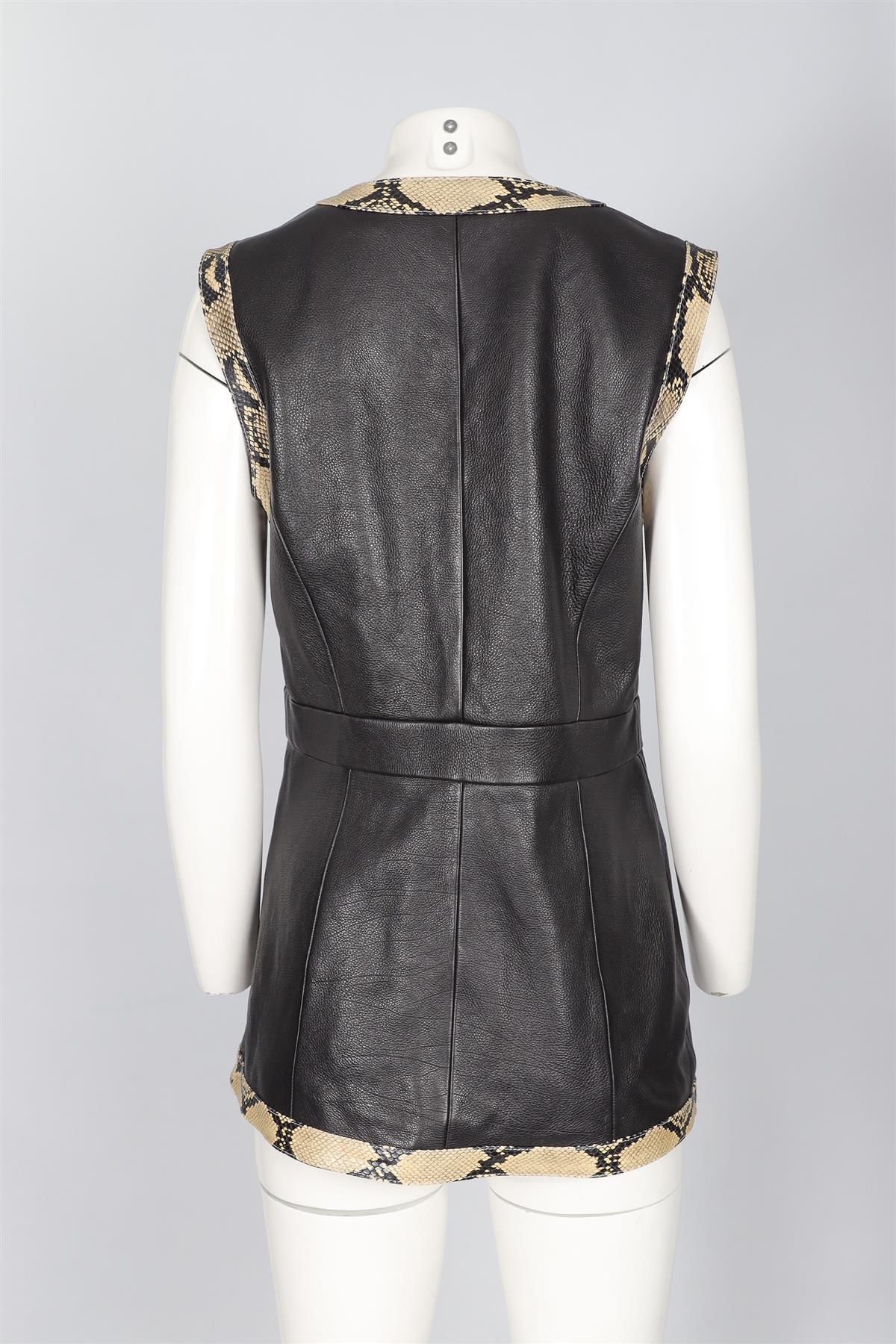 GUCCI BLACK LEATHER AND SNAKESKIN GILET IT 46 UK 14 - Image 4