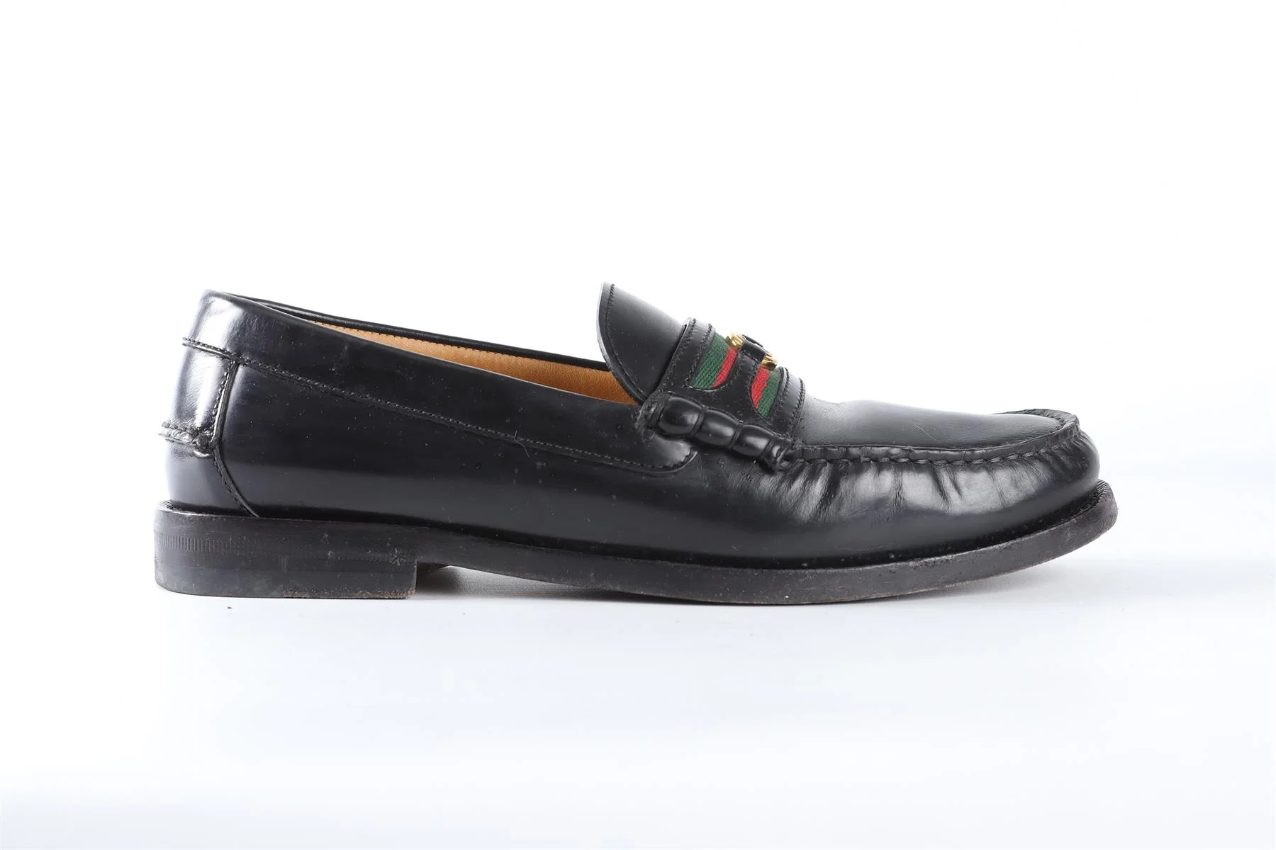 GUCCI BLACK MEN'S KAVEH GG LEATHER LOAFERS EU 41 UK 7 US 8 - Image 2