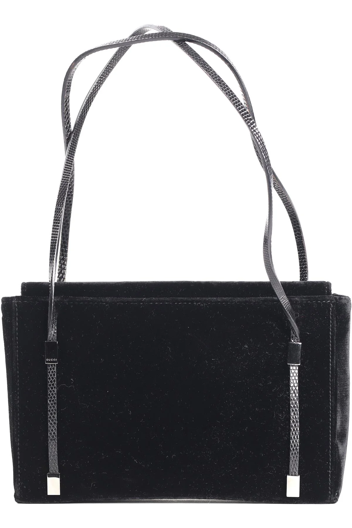 GUCCI BLACK VINTAGE VELVET SHOULDER BAG