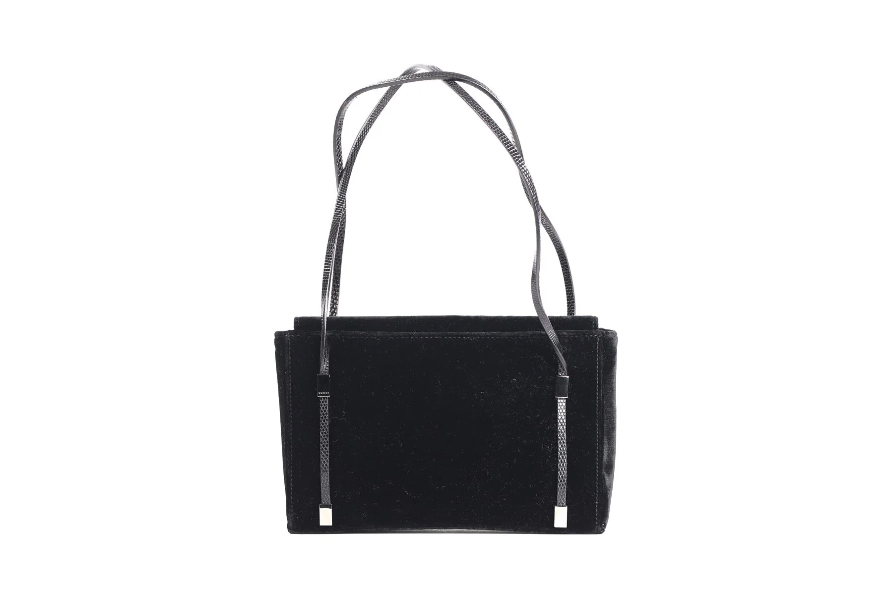 GUCCI BLACK VINTAGE VELVET SHOULDER BAG - Image 12