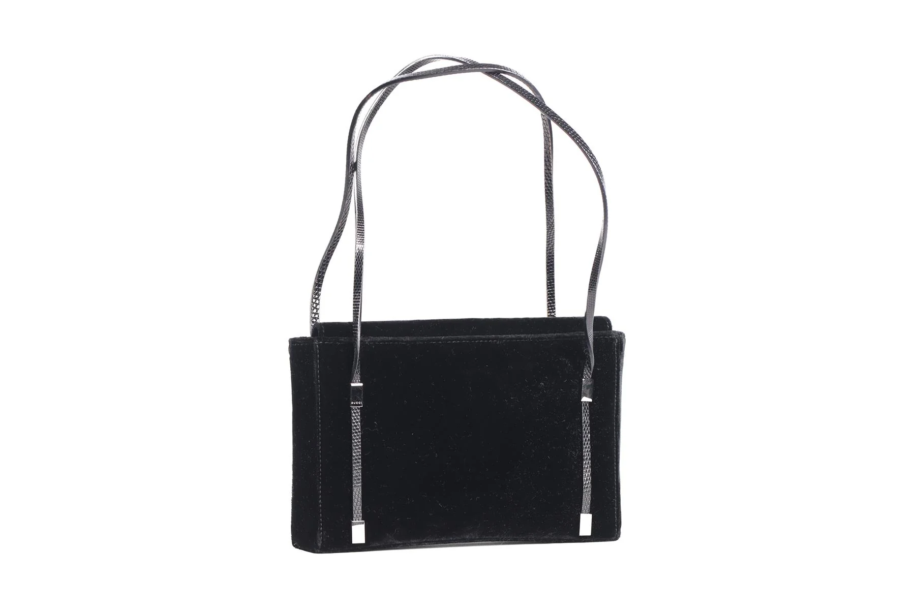 GUCCI BLACK VINTAGE VELVET SHOULDER BAG - Image 3