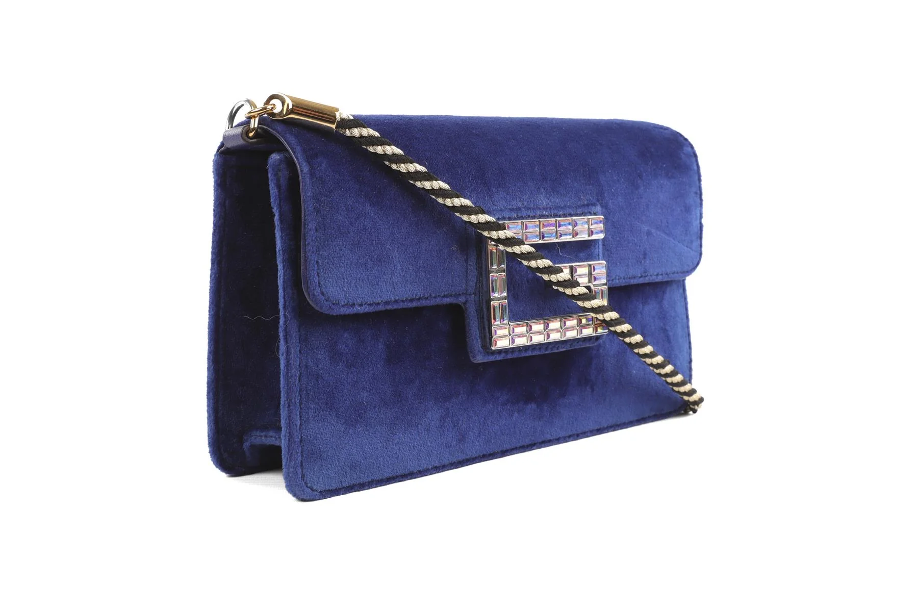 GUCCI BLUE BROADWAY SMALL VELVET SHOULDER BAG - Image 4