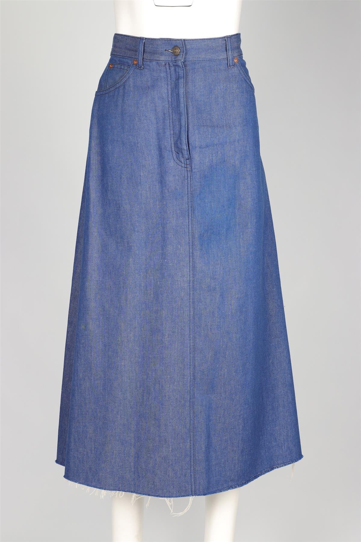 GUCCI BLUE DENIM MIDI SKIRT IT 42 UK 10 - Image 2