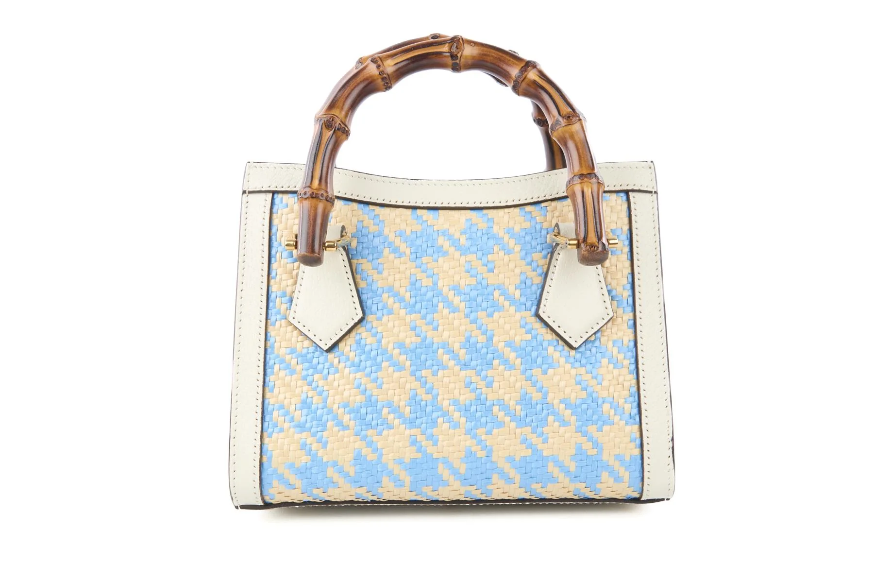GUCCI BLUE DIANA MINI RAFFIA TOTE BAG - Image 6