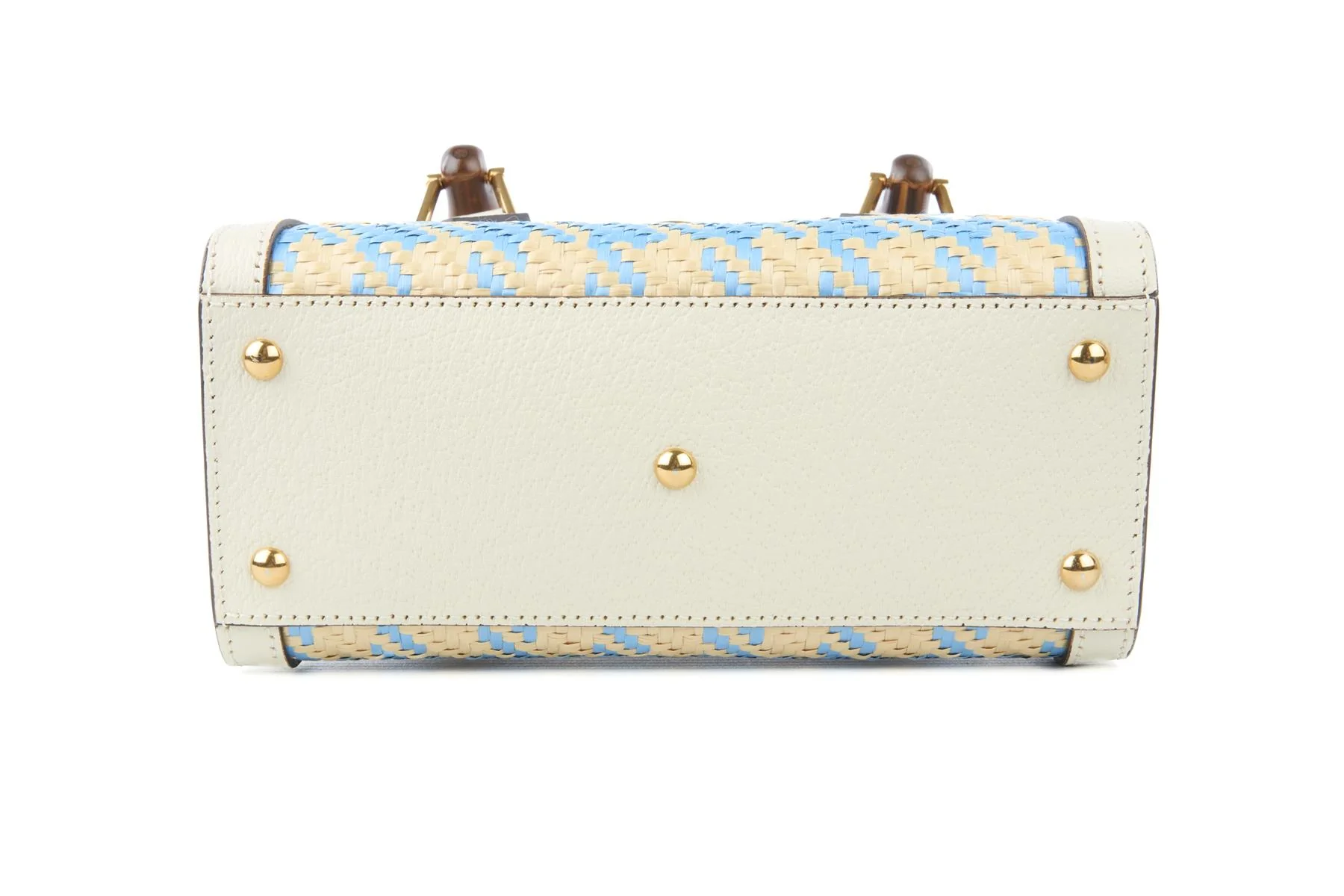 GUCCI BLUE DIANA MINI RAFFIA TOTE BAG - Image 7