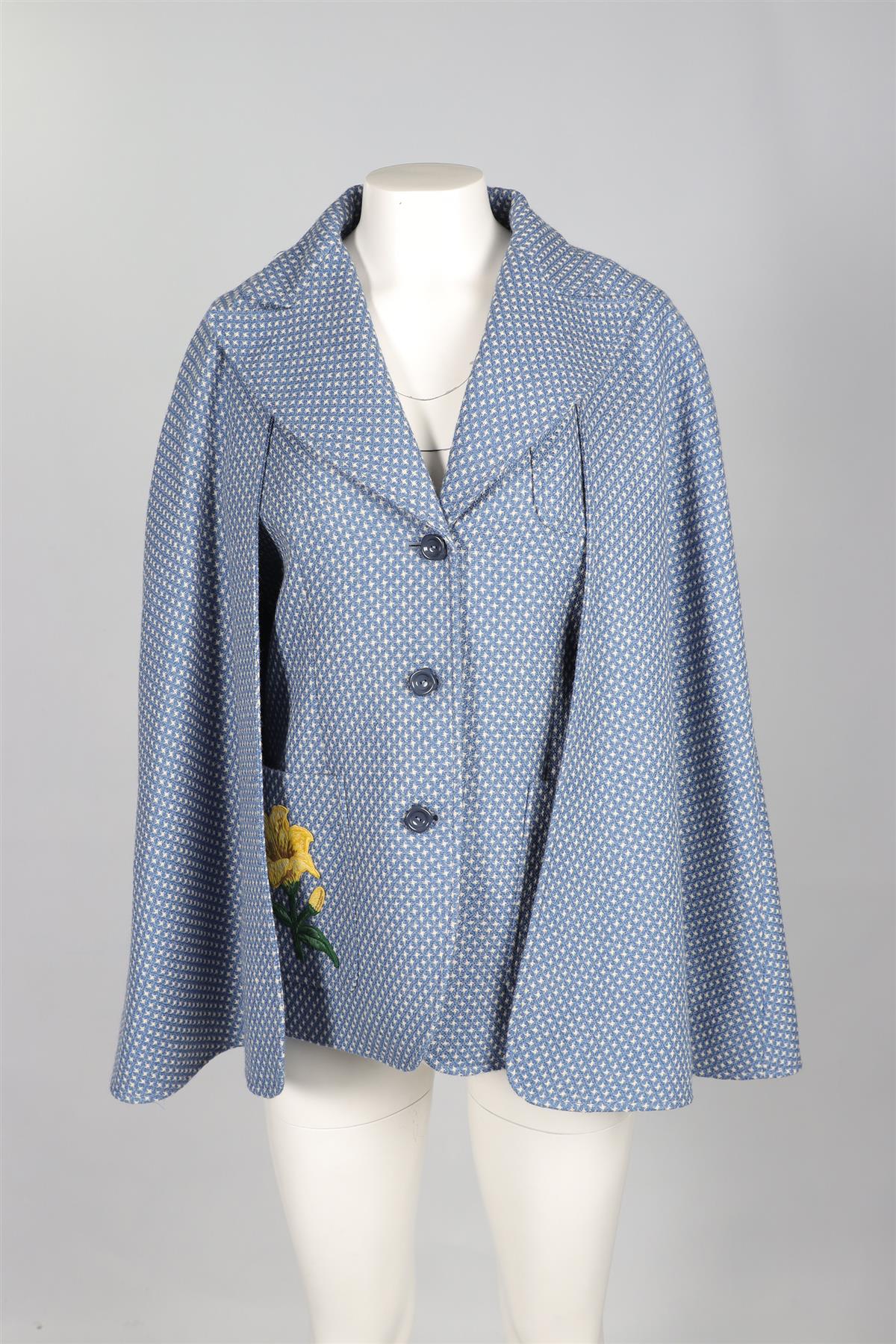 GUCCI BLUE GARDEN WOOL CAPE IT 42 UK 10 - Image 2