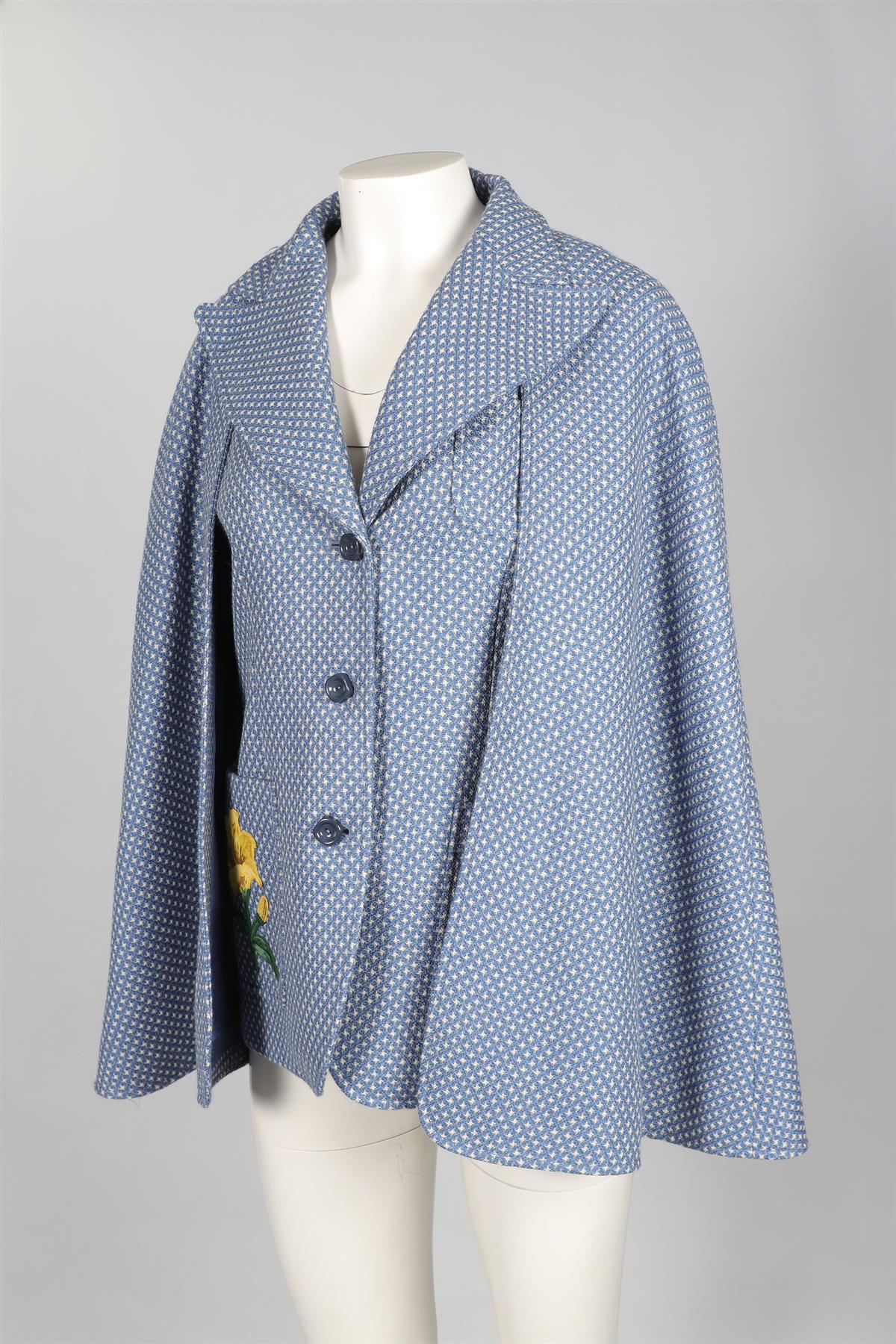 GUCCI BLUE GARDEN WOOL CAPE IT 42 UK 10 - Image 3