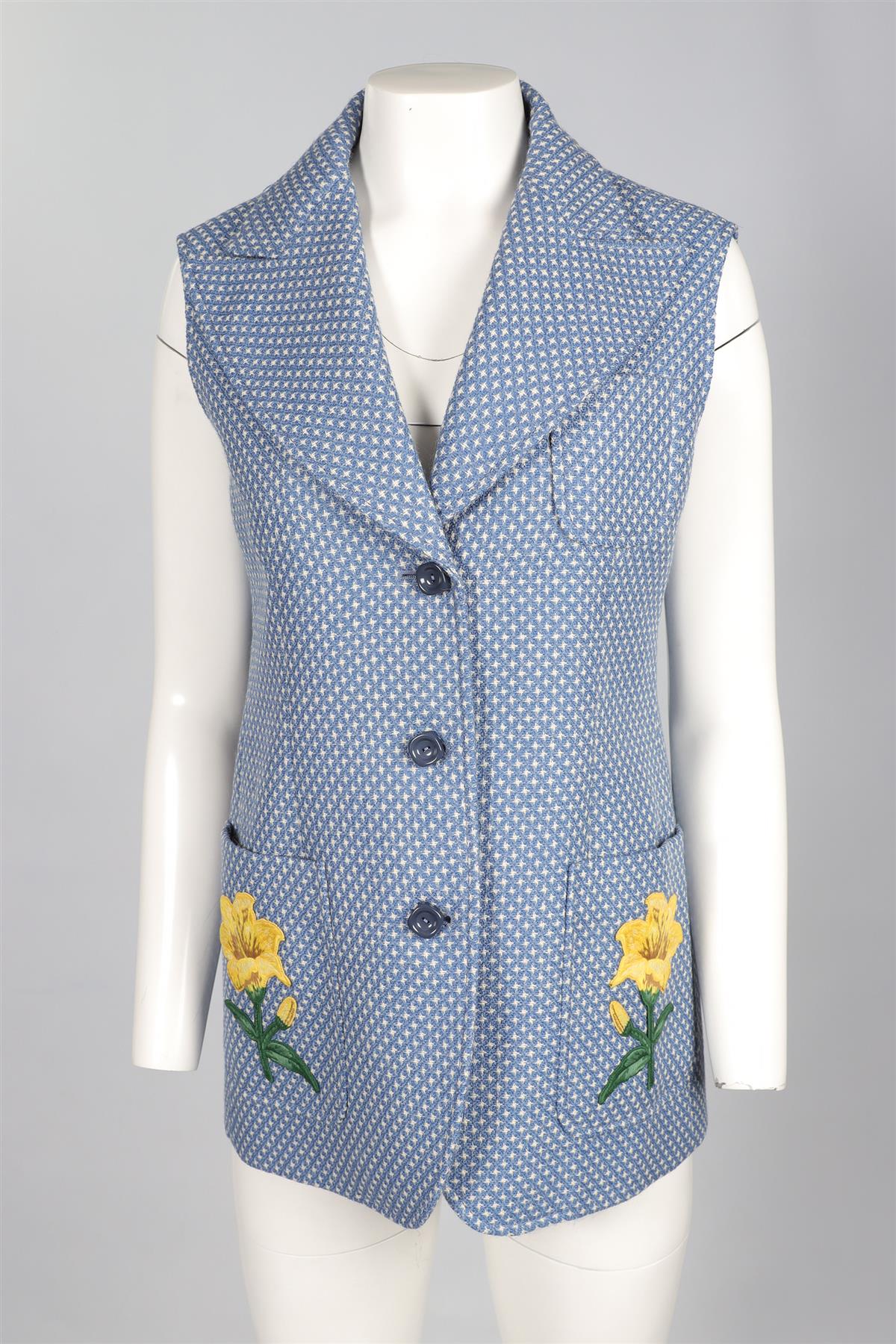 GUCCI BLUE GARDEN WOOL CAPE IT 42 UK 10 - Image 5