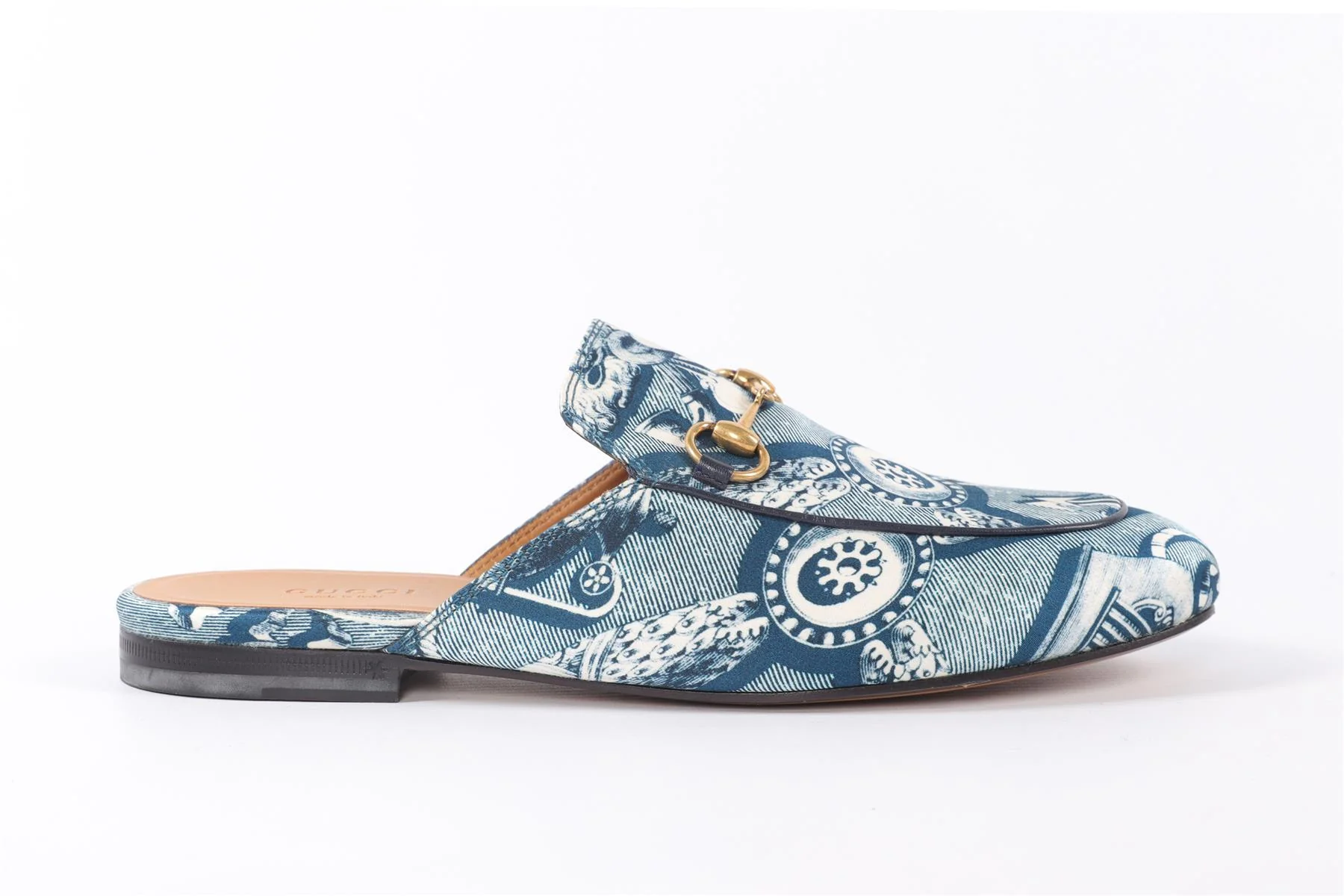 GUCCI BLUE PRINCETOWN SATIN LOAFERS EU 38 UK 5 US 8 - Image 2