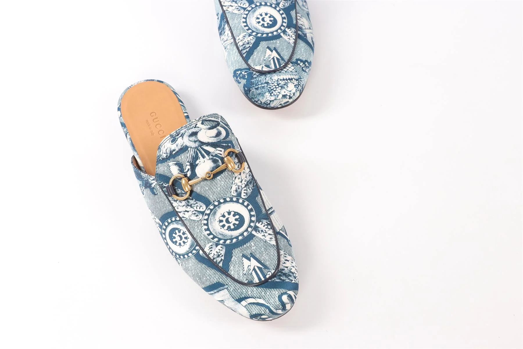 GUCCI BLUE PRINCETOWN SATIN LOAFERS EU 38 UK 5 US 8 - Image 4