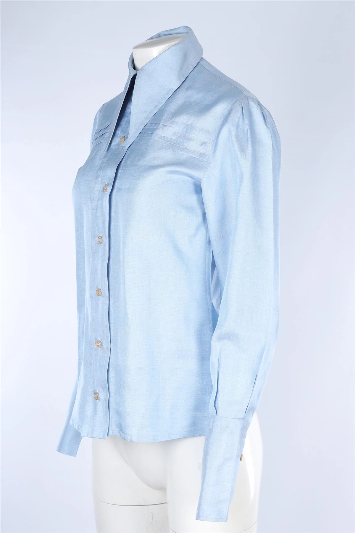 GUCCI BLUE SILK SHIRT IT 38 UK 6 - Image 3