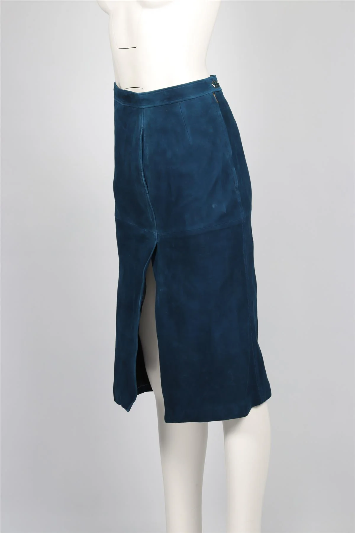 GUCCI BLUE SUEDE MIDI DRESS IT 40 UK 8 - Image 3