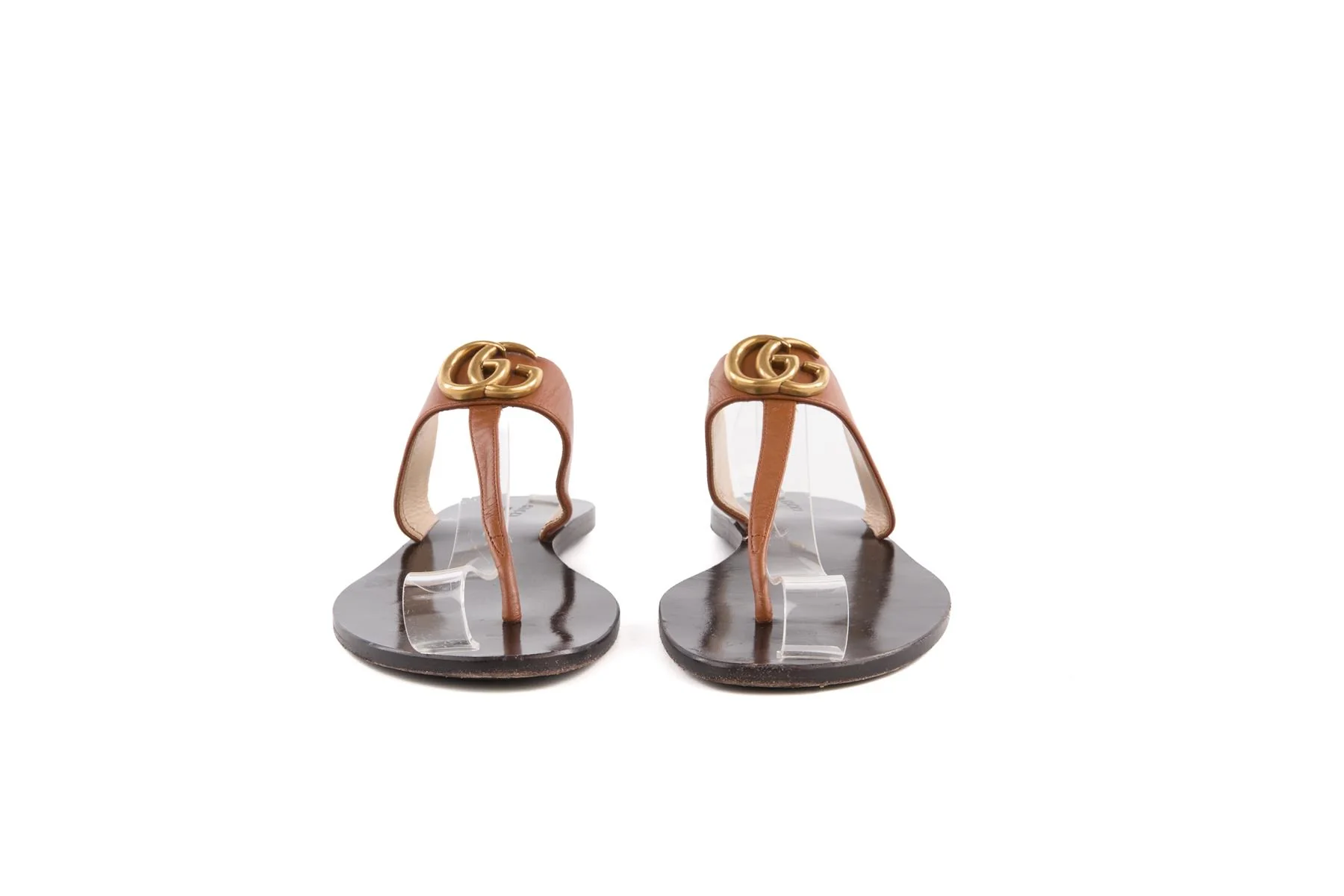 GUCCI BROWN GG LEATHER THONG SANDALS EU 38.5 UK 5.5 US 8.5 - Image 3