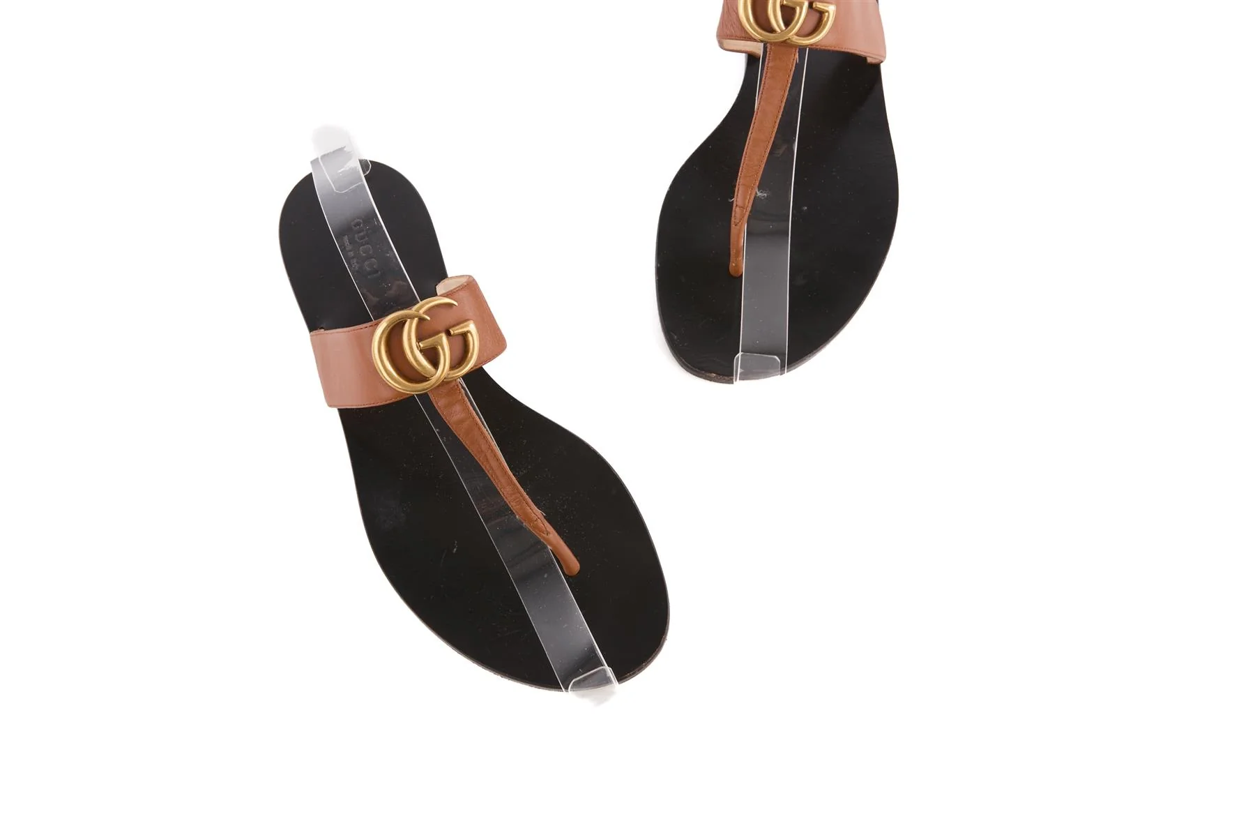 GUCCI BROWN GG LEATHER THONG SANDALS EU 38.5 UK 5.5 US 8.5 - Image 4