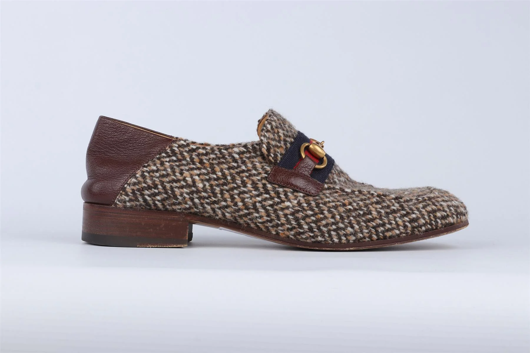 GUCCI BROWN MEN'S HORSEBIT TWEED LOAFERS EU 43.5 UK 9.5 US 10.5 - Image 2