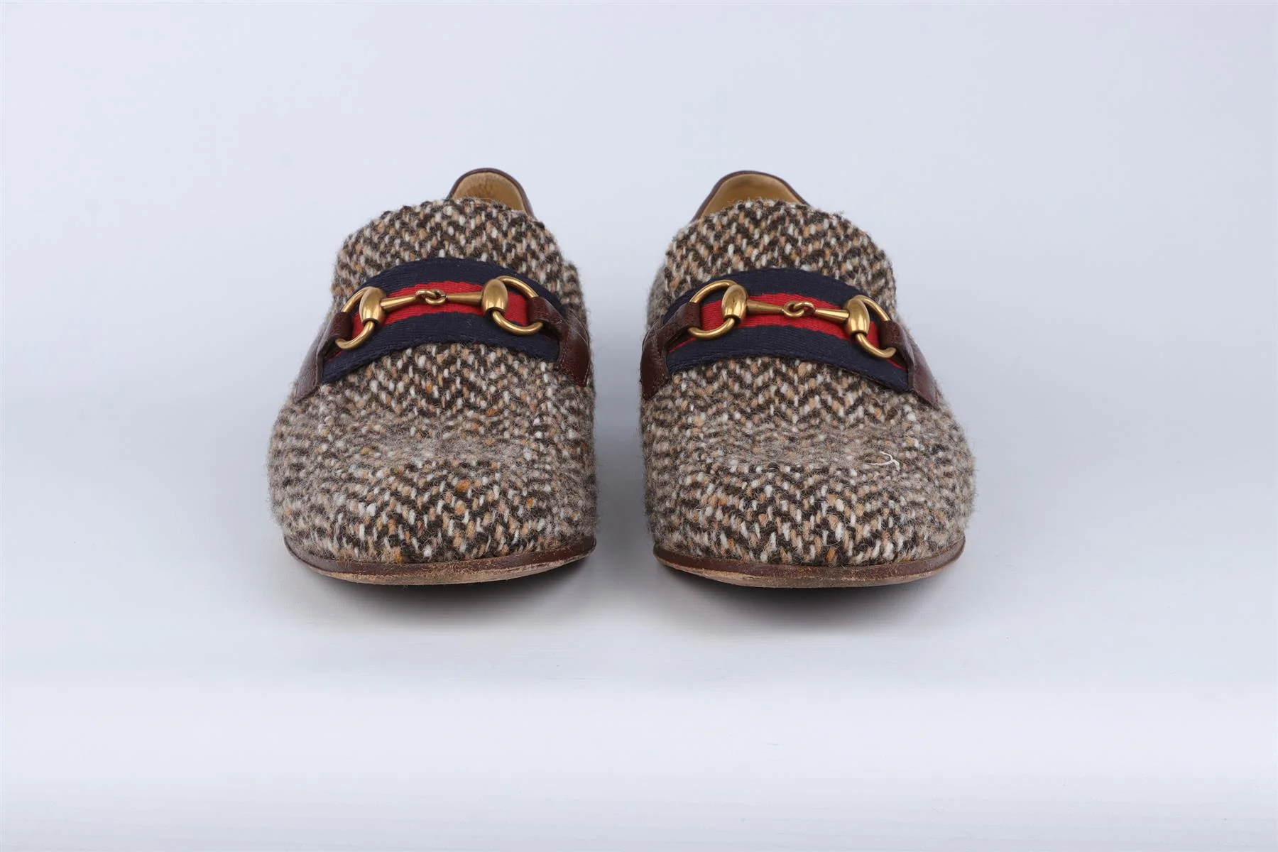 GUCCI BROWN MEN'S HORSEBIT TWEED LOAFERS EU 43.5 UK 9.5 US 10.5 - Image 3