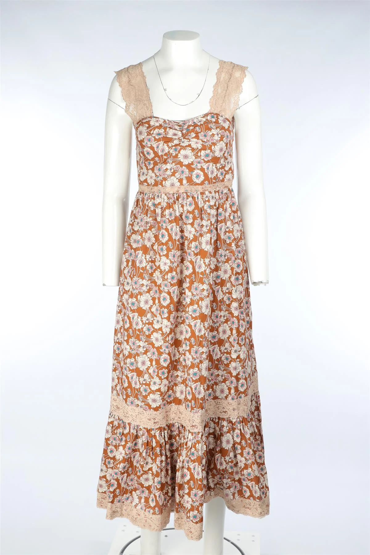 GUCCI BROWN SILK MAXI DRESS IT 34 UK 2 - Image 2