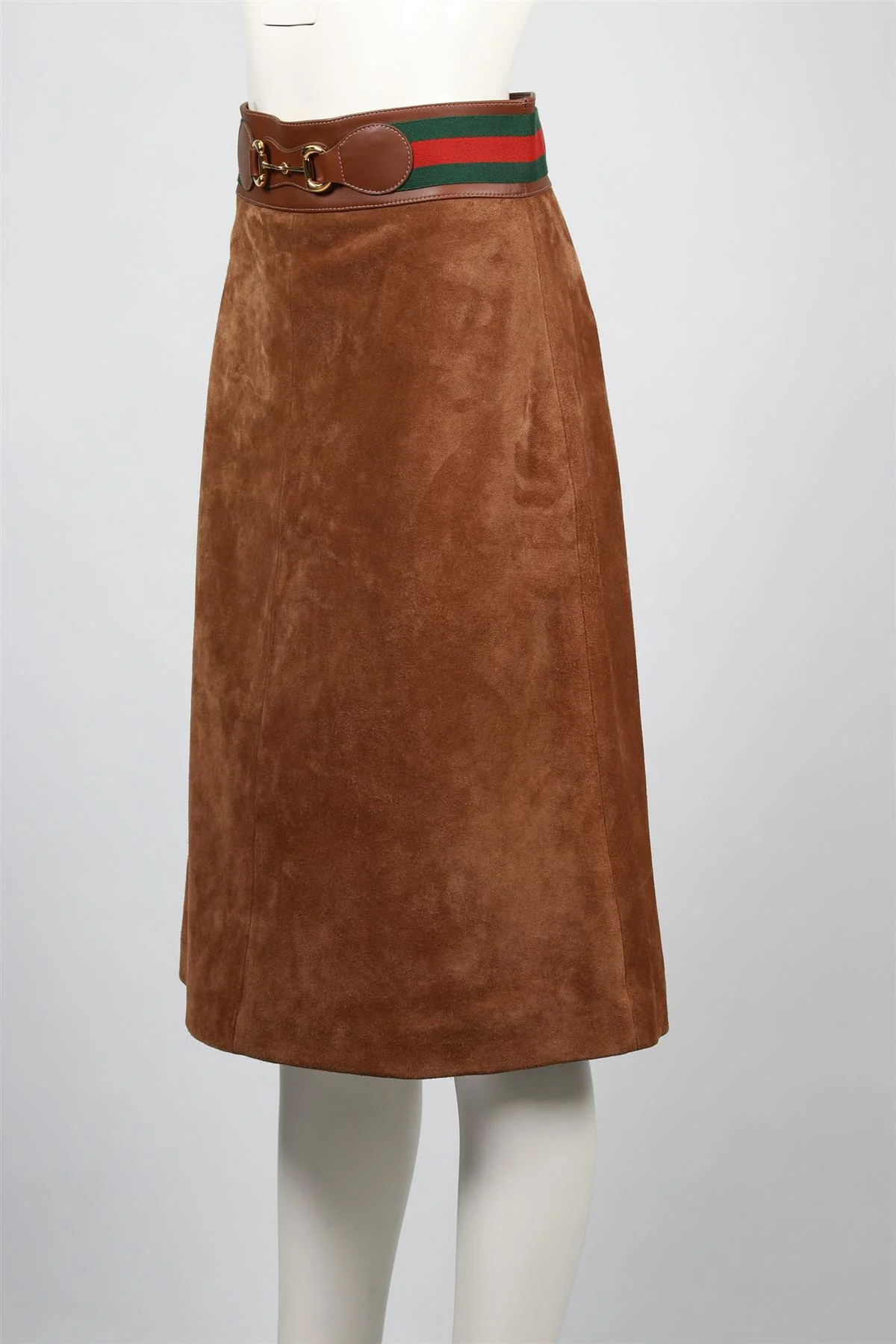 GUCCI BROWN SUEDE MIDI SKIRT IT 42 UK 10 - Image 3